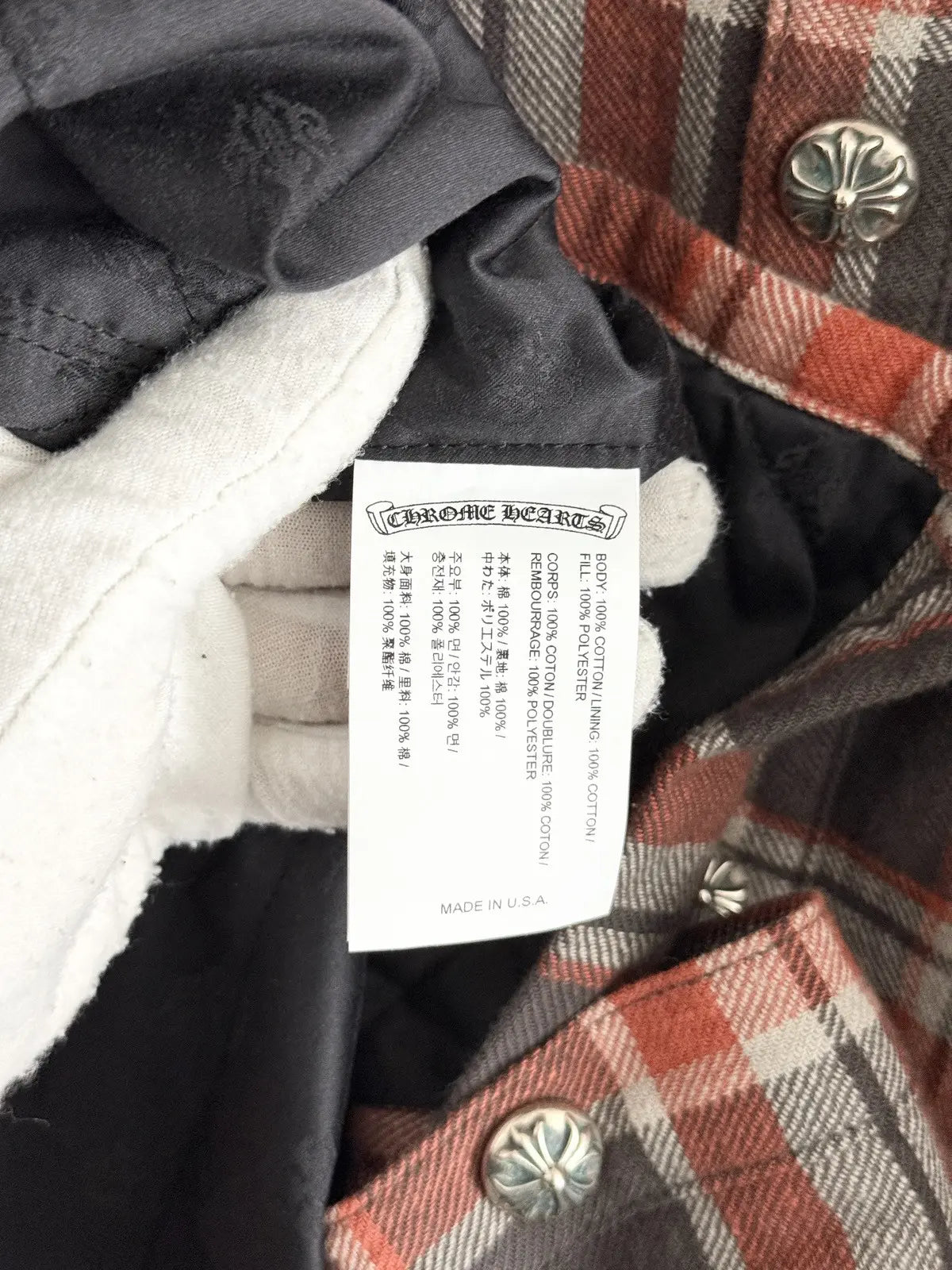 Chrome Hearts Quilted Padded Flannel Jacket
