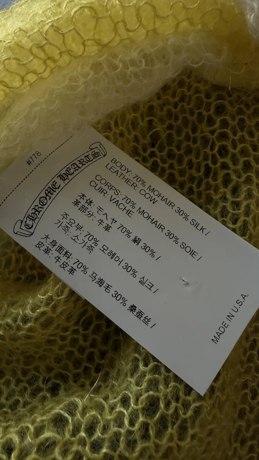Chrome Hearts Yellow/White Mohair Sweater