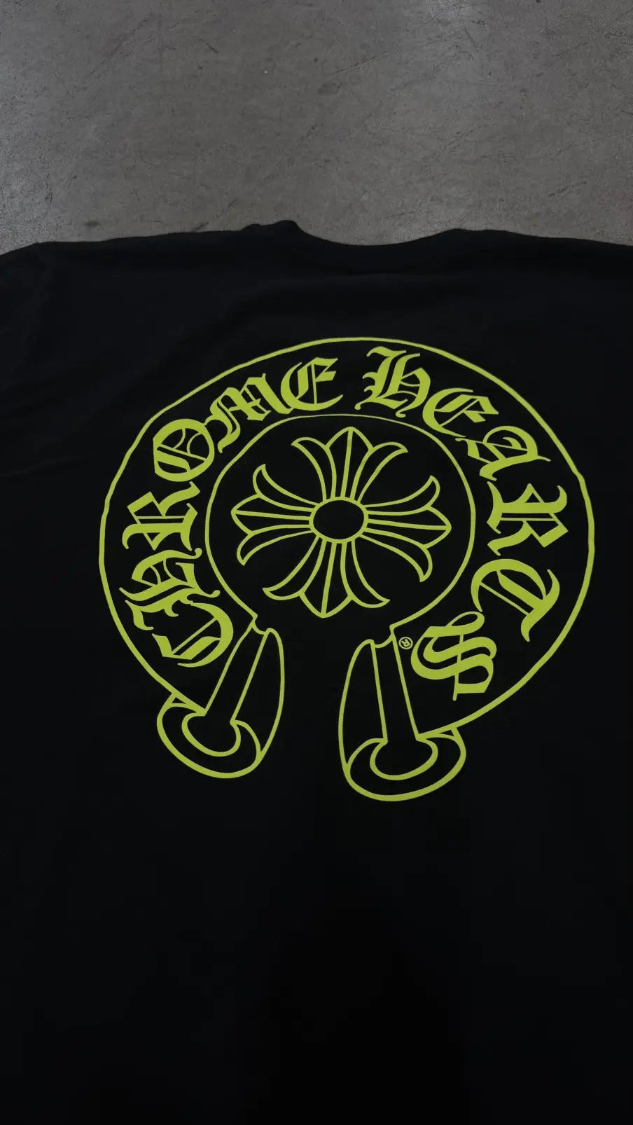 Chrome Hearts Neon Yellow Horseshoe Pocket Short Sleeve Tee