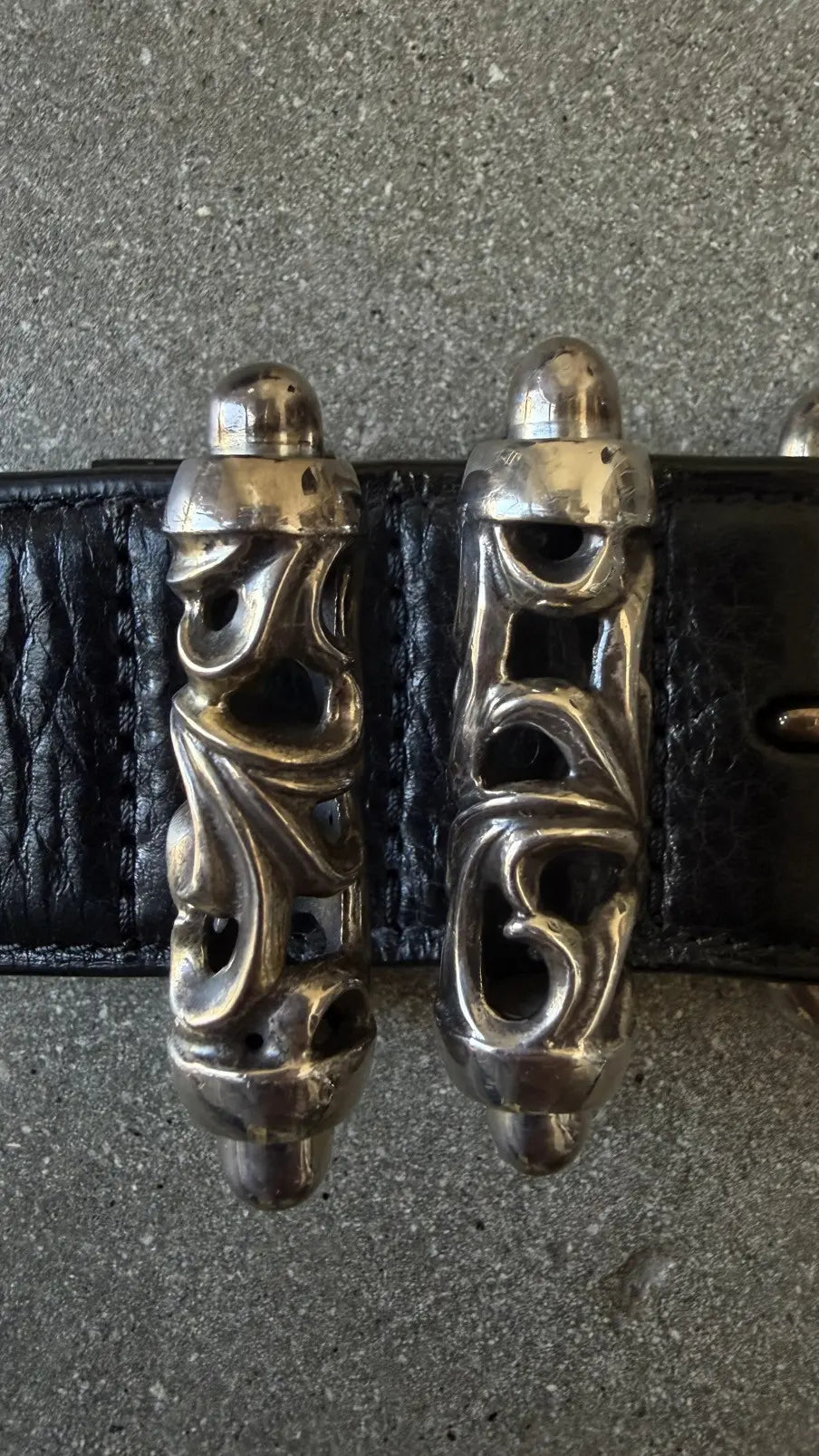 Chrome Hearts 3-Piece Roller Belt Black Leather Size 34