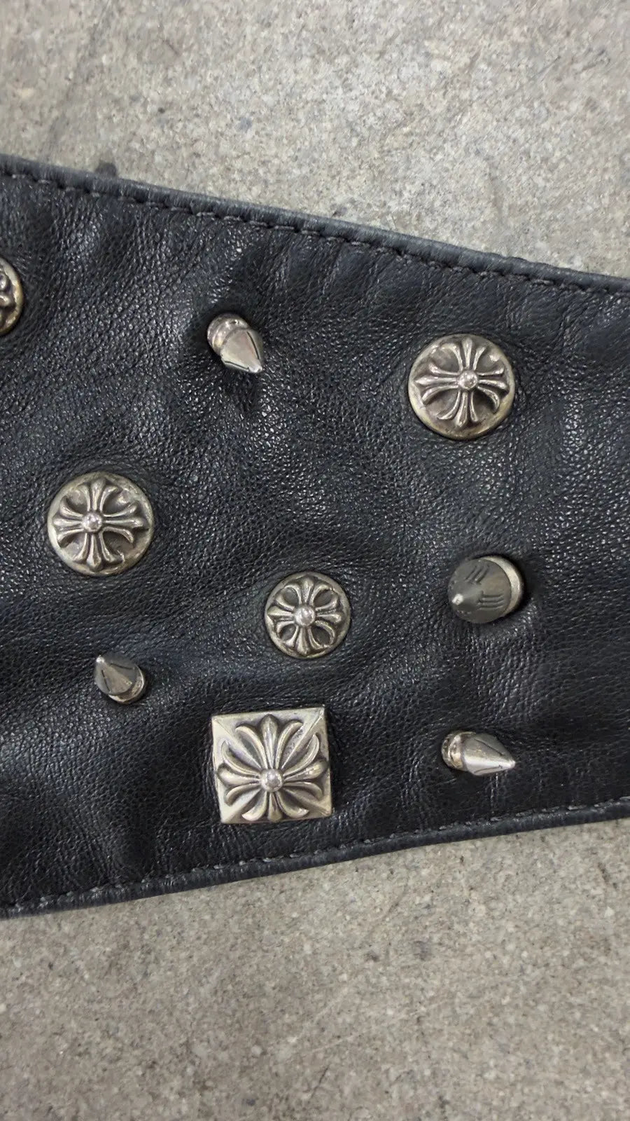 Chrome Hearts Flooded Cross Studded Sliver Leather Piece