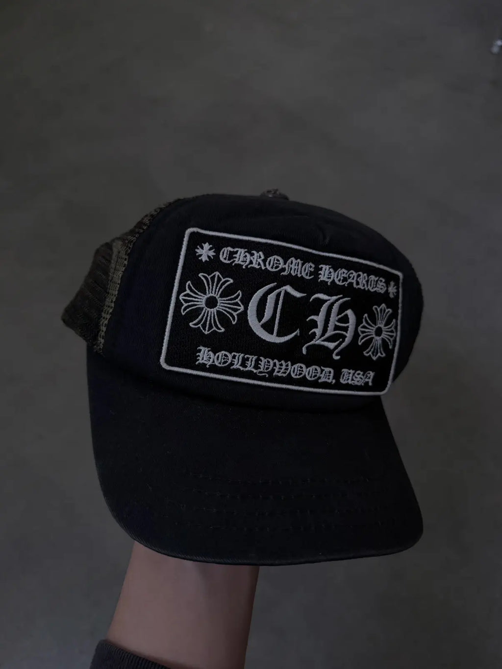 Chrome Hearts Black Camo Mesh Hollywood Cap