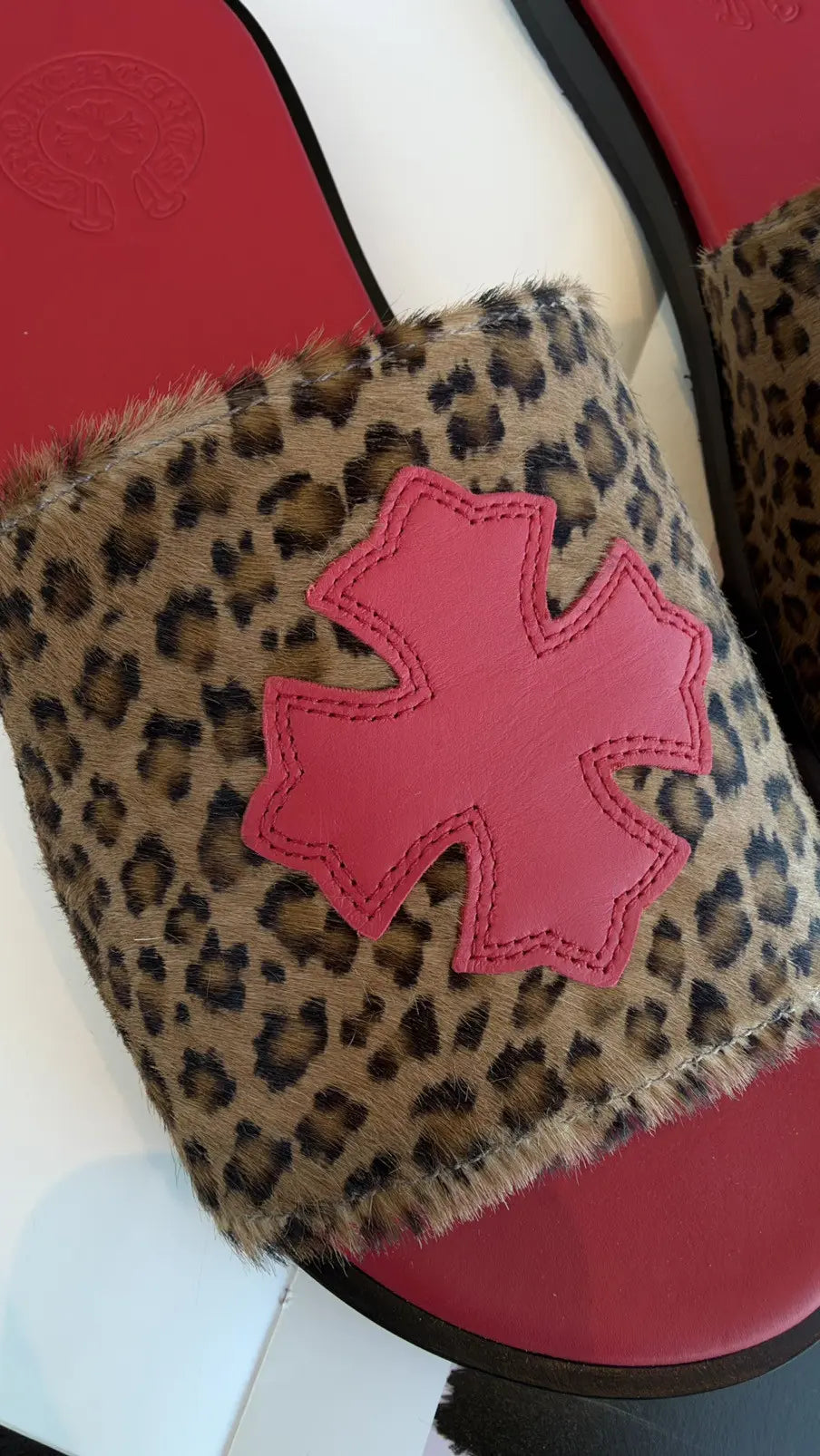 Chrome Hearts Plus Cross Patch Leopard Slides Size 9 Chrome Hearts