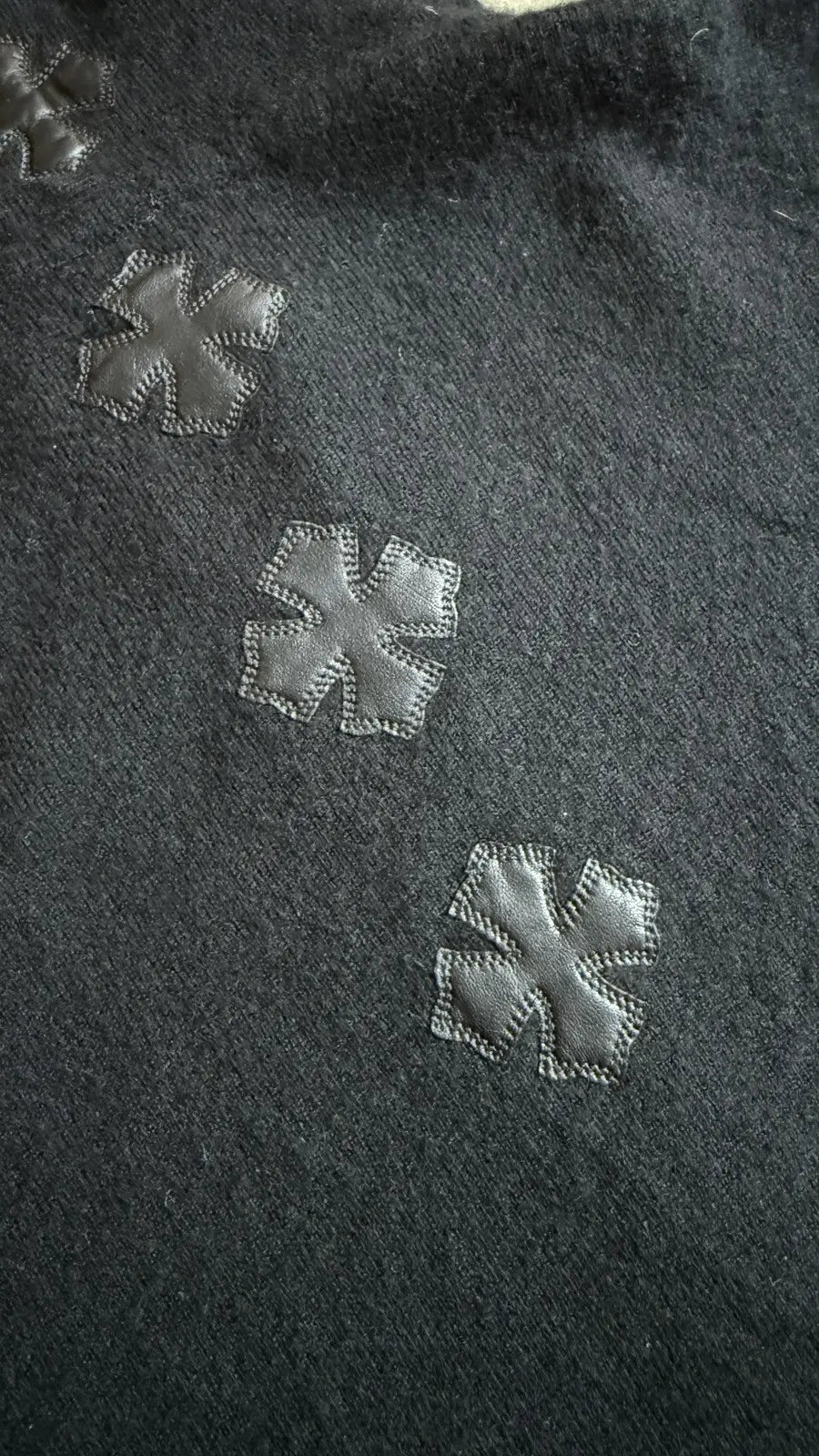 Chrome Hearts Cashmere Leather Cross Zip-Up Hoodie