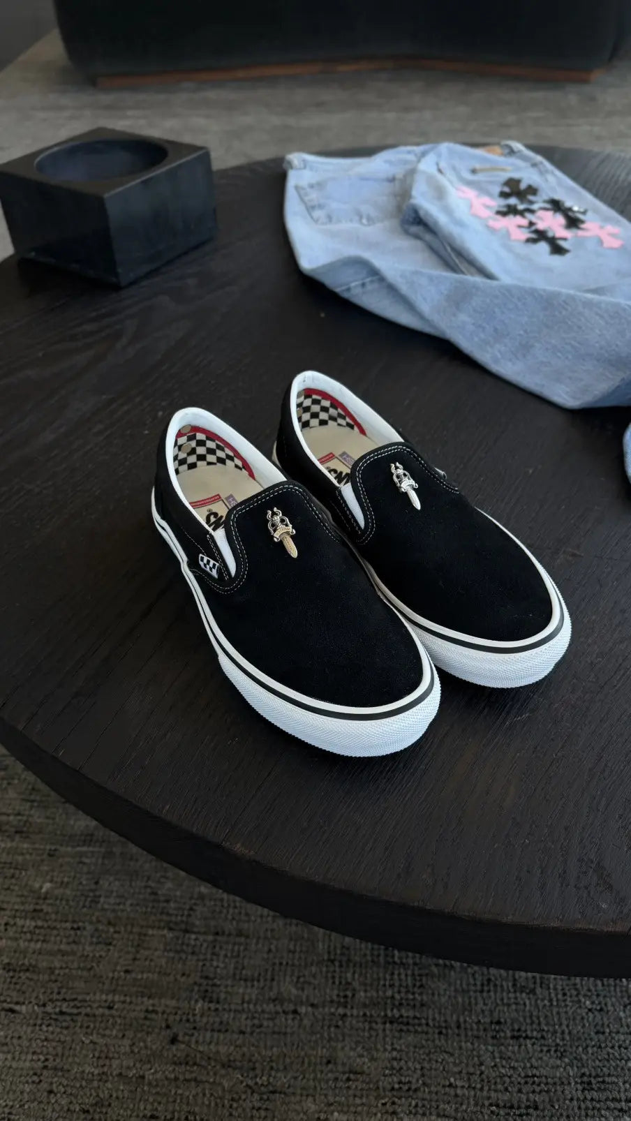 Chrome Hearts Vans Dagger Embellished Slip On Sneakers Chrome Hearts