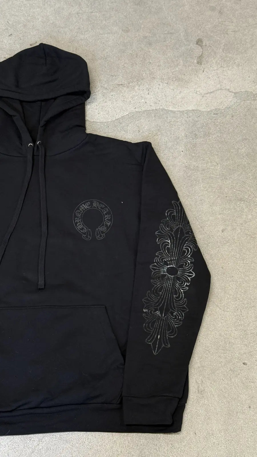 Chrome Hearts Blacked Out Horseshoe Logo Hoodie Black