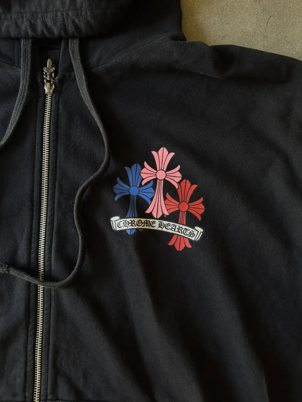Chrome Hearts Cross Logo Zip Up Hoodie Black/Multicolor