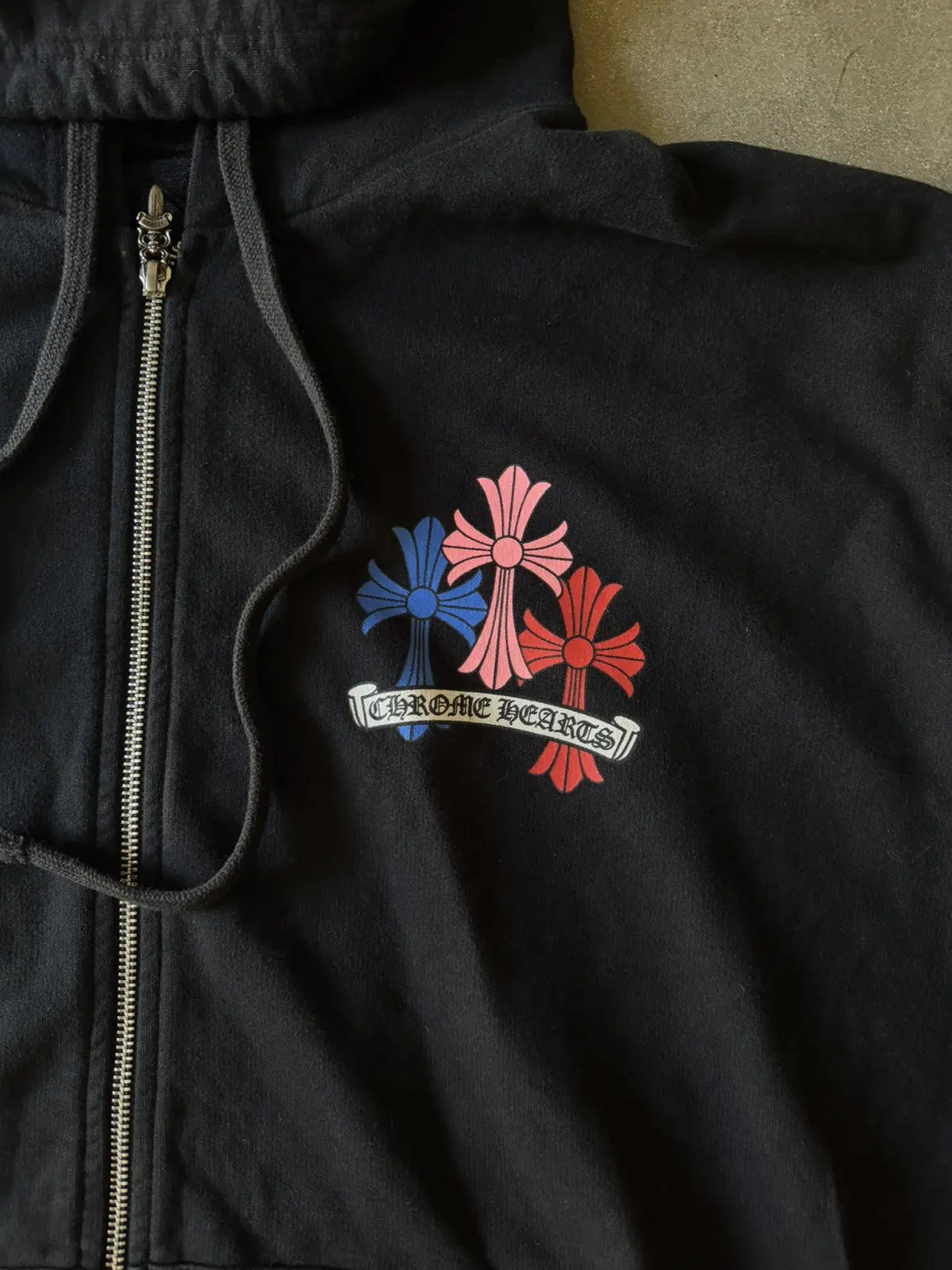 Chrome Hearts Cross Logo Zip Up Hoodie Black/Multicolor