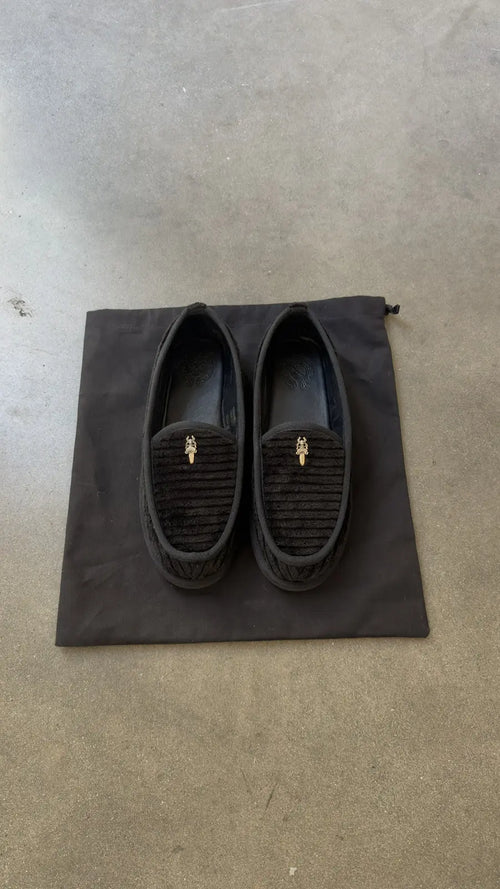 Chrome Hearts Black Corduroy Dagger Slippers