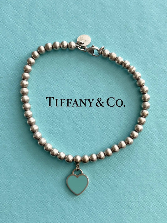 Tiffany & Co. Heart Tag Ball Chain Bangle Bracelet