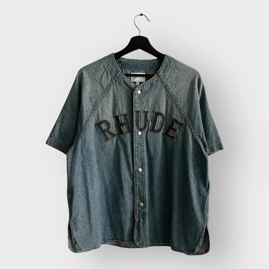 Rhude Baseball Denim Jersey Shirt