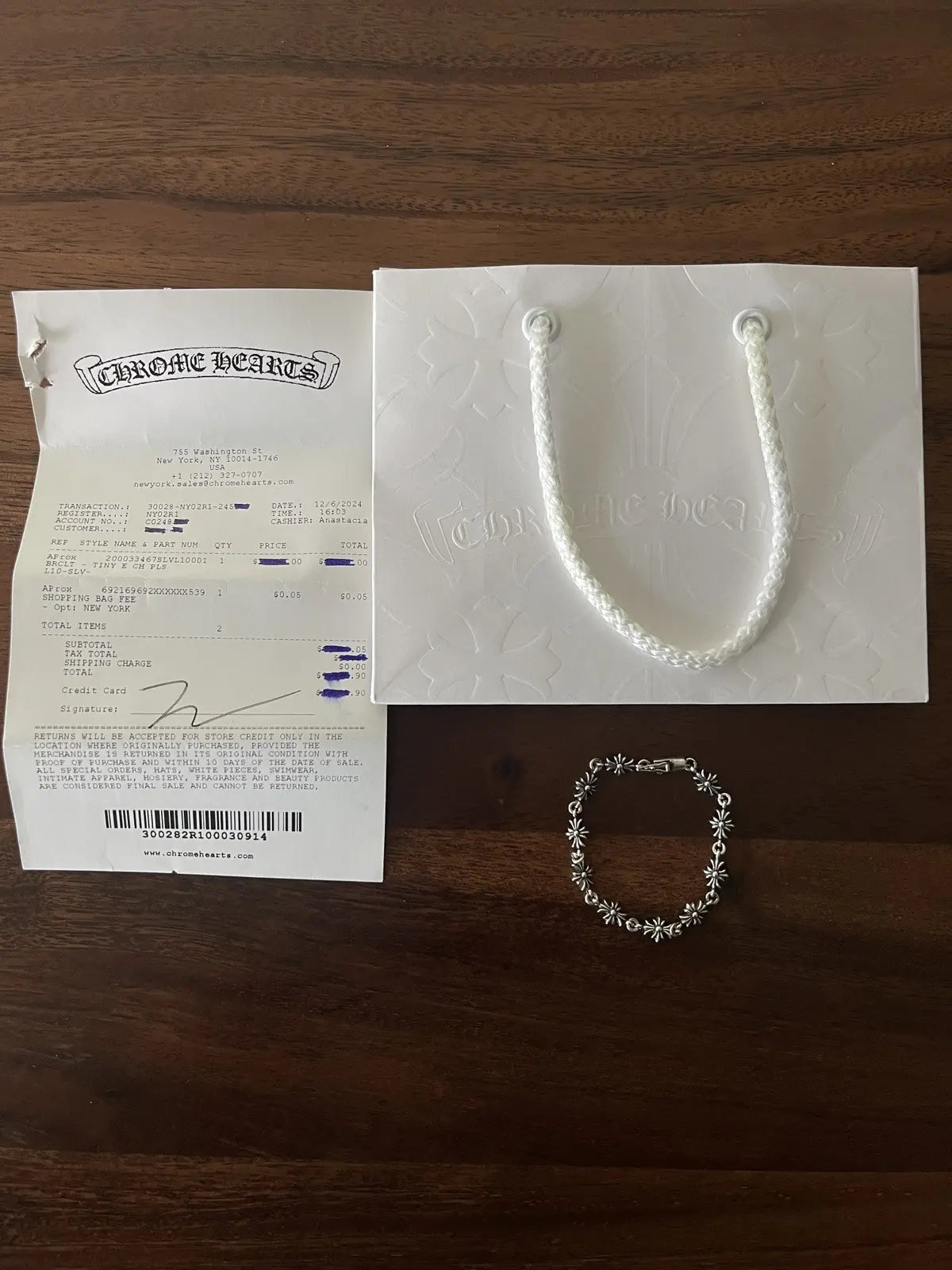 Chrome Hearts 925 Silver Tiny E Bracelet - 10 Links