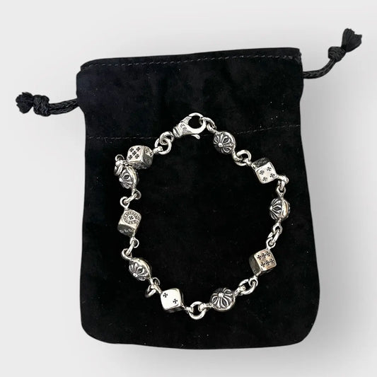 Chrome Hearts 925 Silver Dice Bracelet - 10 Links