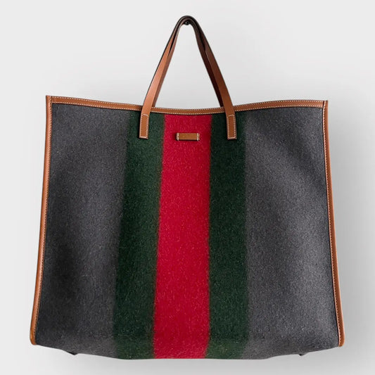 2000s Gucci Wool Classic Color Large Tote Bag