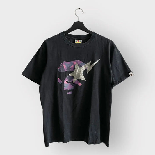 2010s Bape Bapesta ABC Purple Camo Ape Face Tee