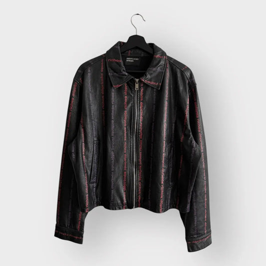 Enfants Riches Deprimes Logo Stripped Leather Jacket
