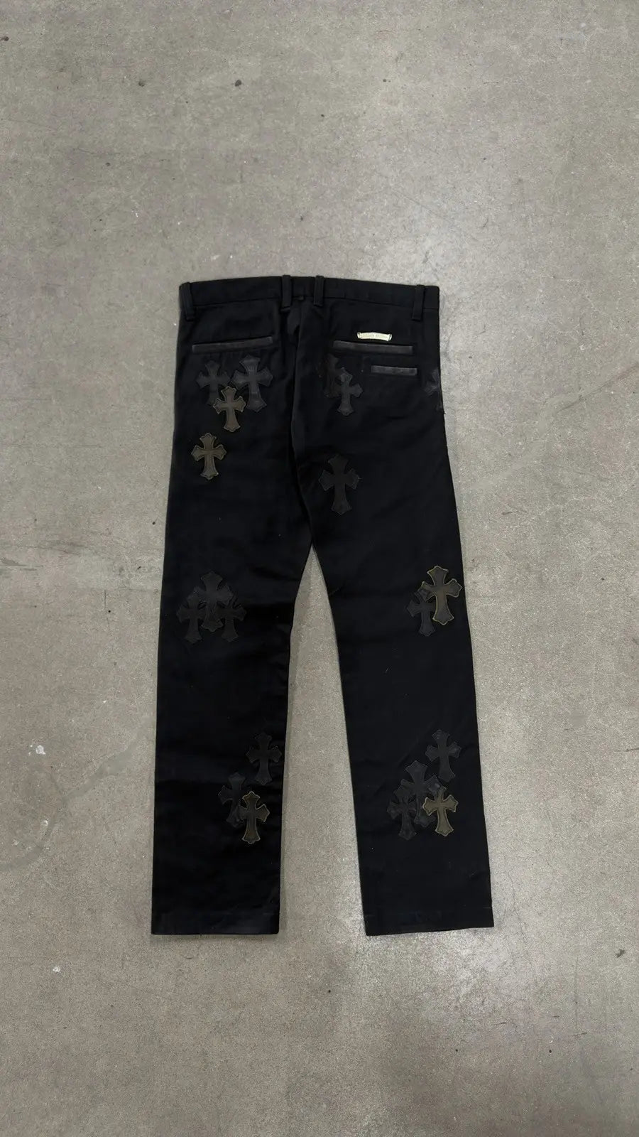 Chrome Hearts Chino Pants Black Camo Cross Patches