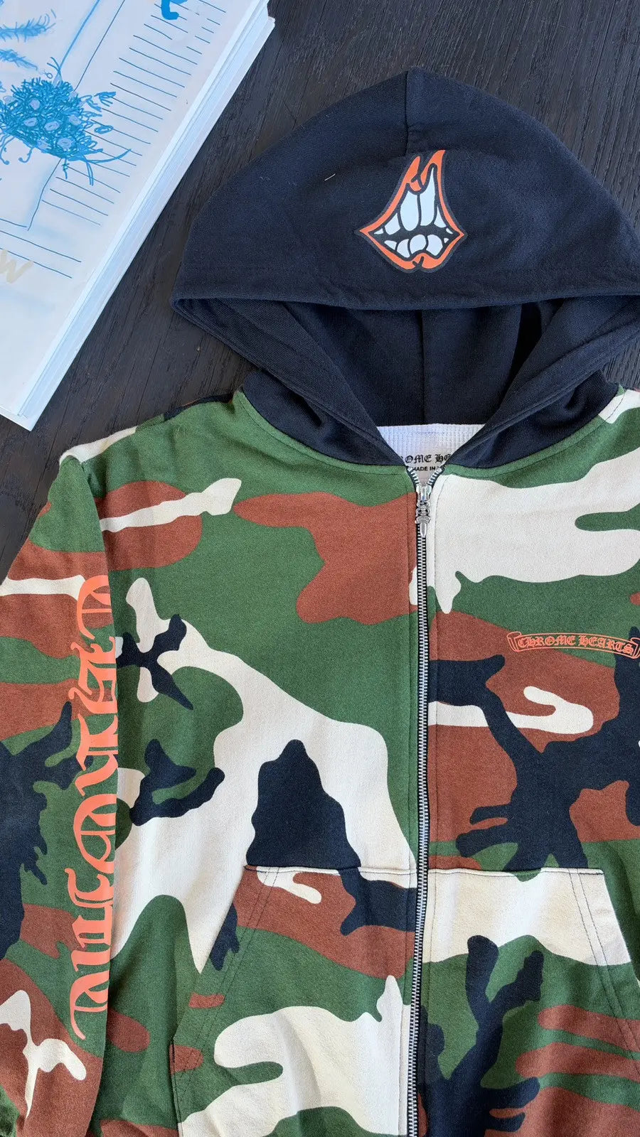 Chrome Hearts x Matty Boy Caution Camouflage Zip-Up Hoodie Size L Chrome Hearts