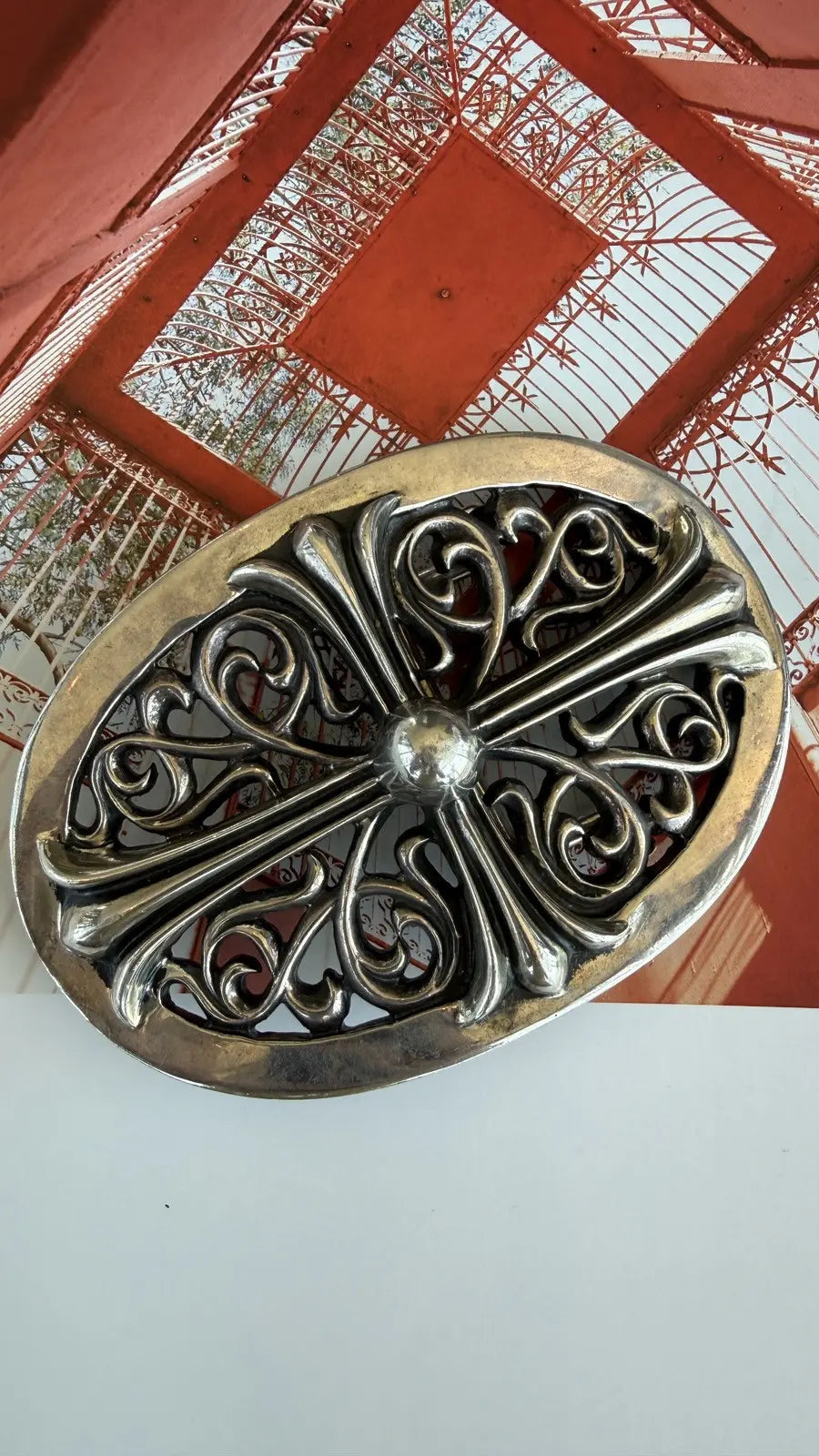 Chrome Hearts Classic Oval Cross Belt Buckle Chrome Hearts