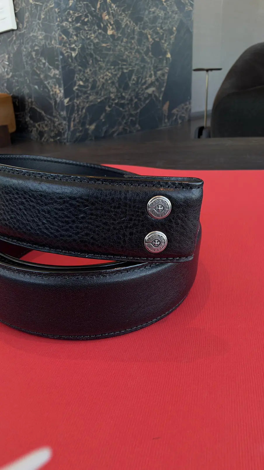 Chrome Hearts Black Leather Belt Strap Size 38 Chrome Hearts
