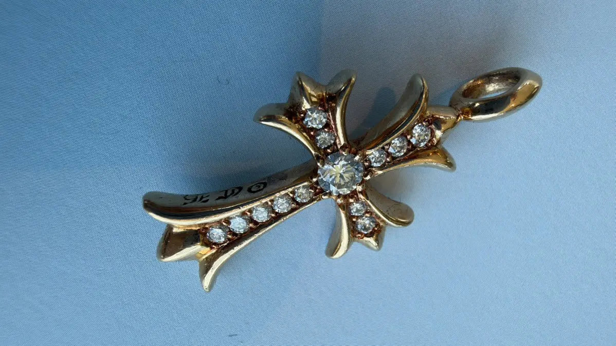 Chrome Hearts 22K Gold Diamond Cross Pendant Chrome Hearts