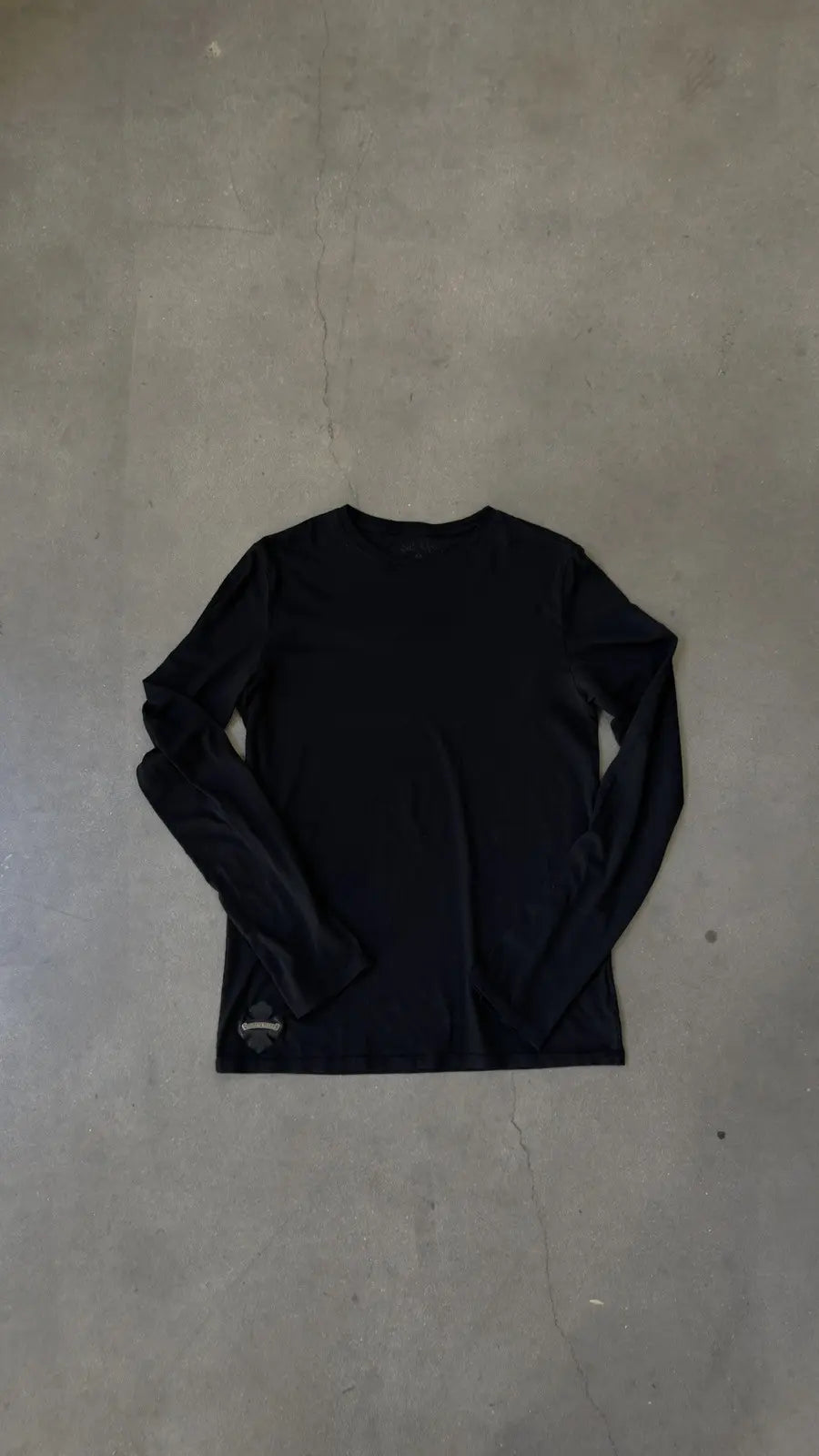 Chrome Hearts Black Leather Patch Thermal Long-Sleeve T-Shirt