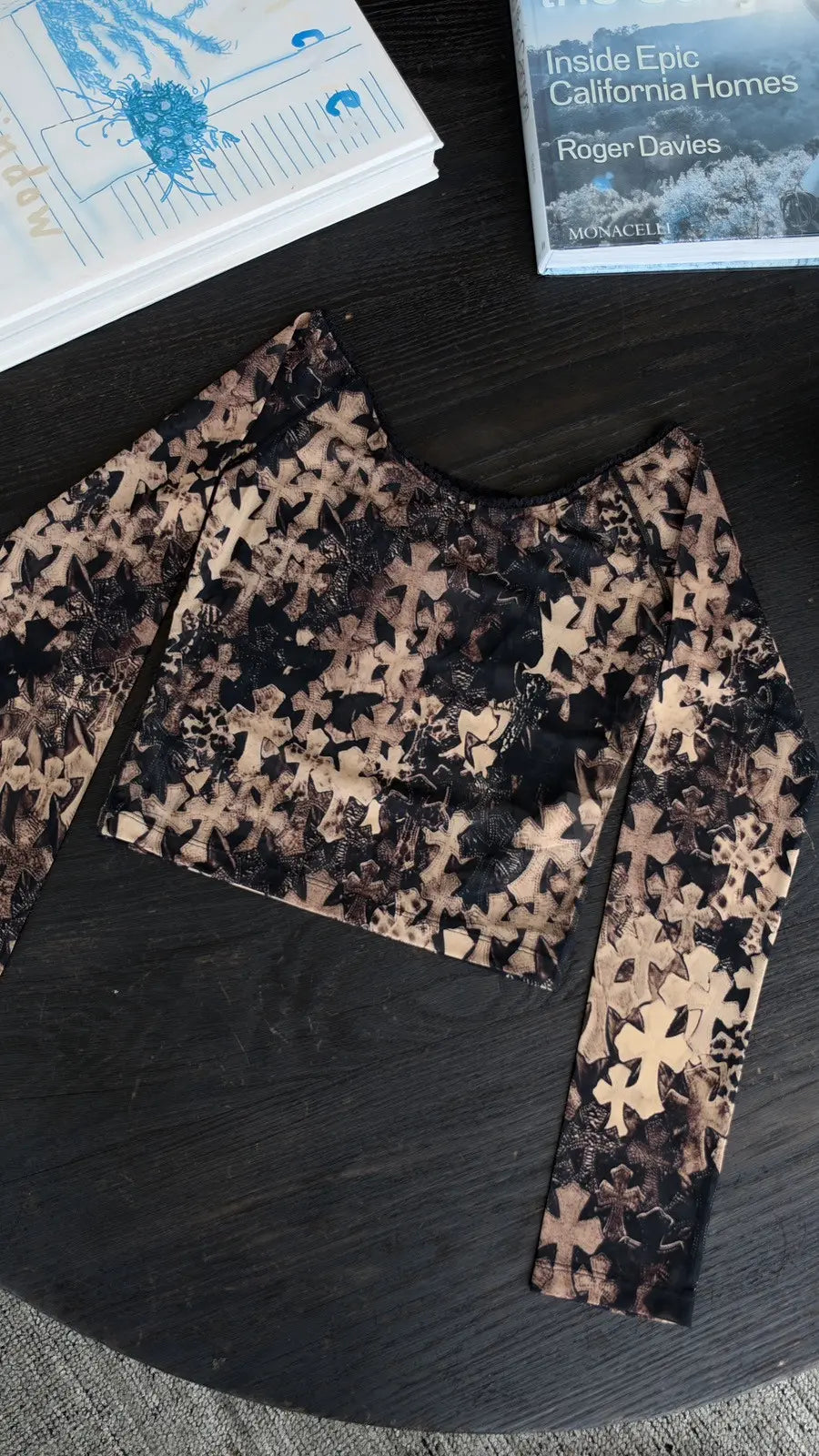 Chrome Hearts Cross Patch Print Mesh Long Sleeve Top Size M Chrome Hearts