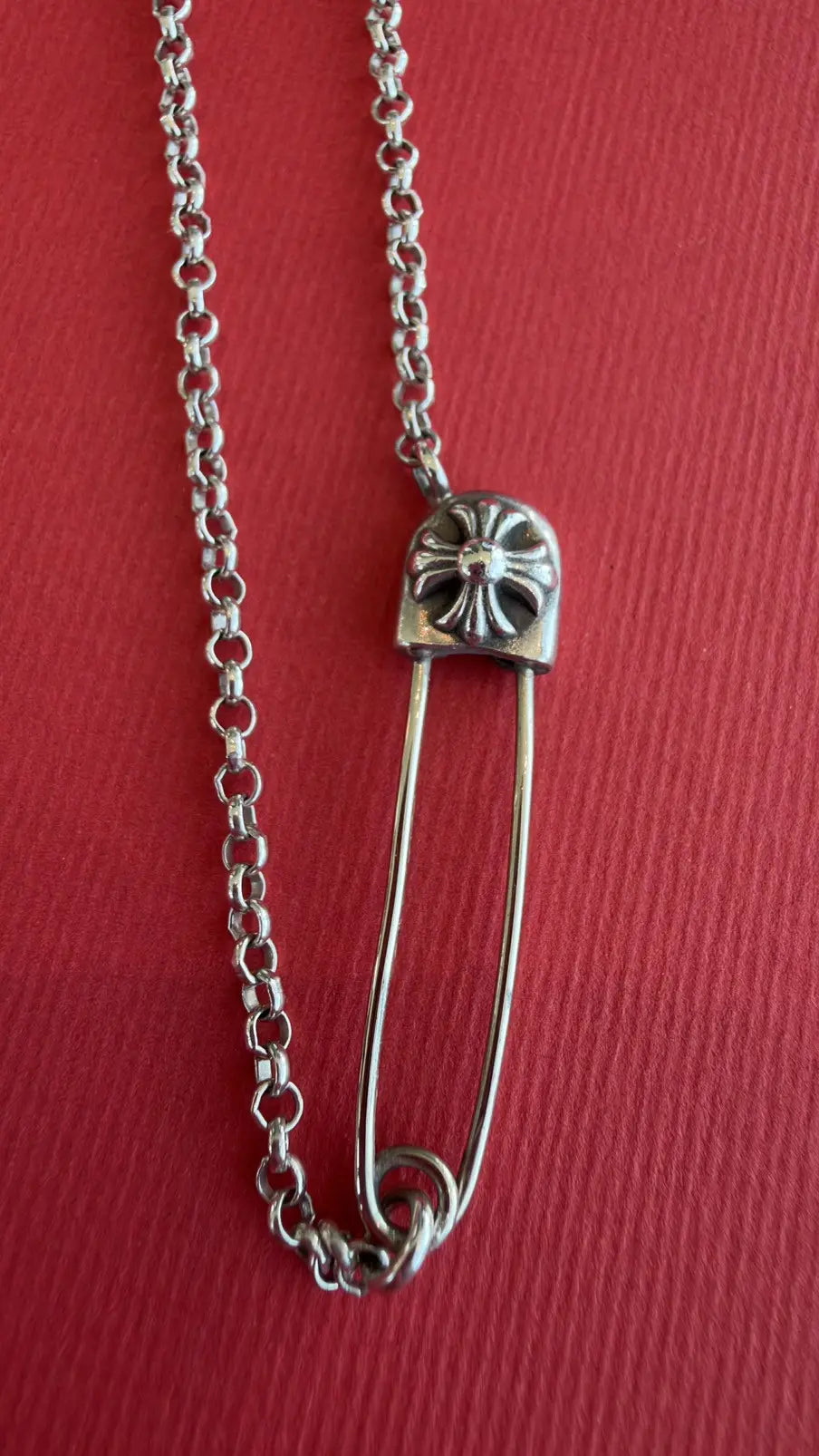 Chrome Hearts Safety Pin Pendant Chain Necklace Chrome Hearts