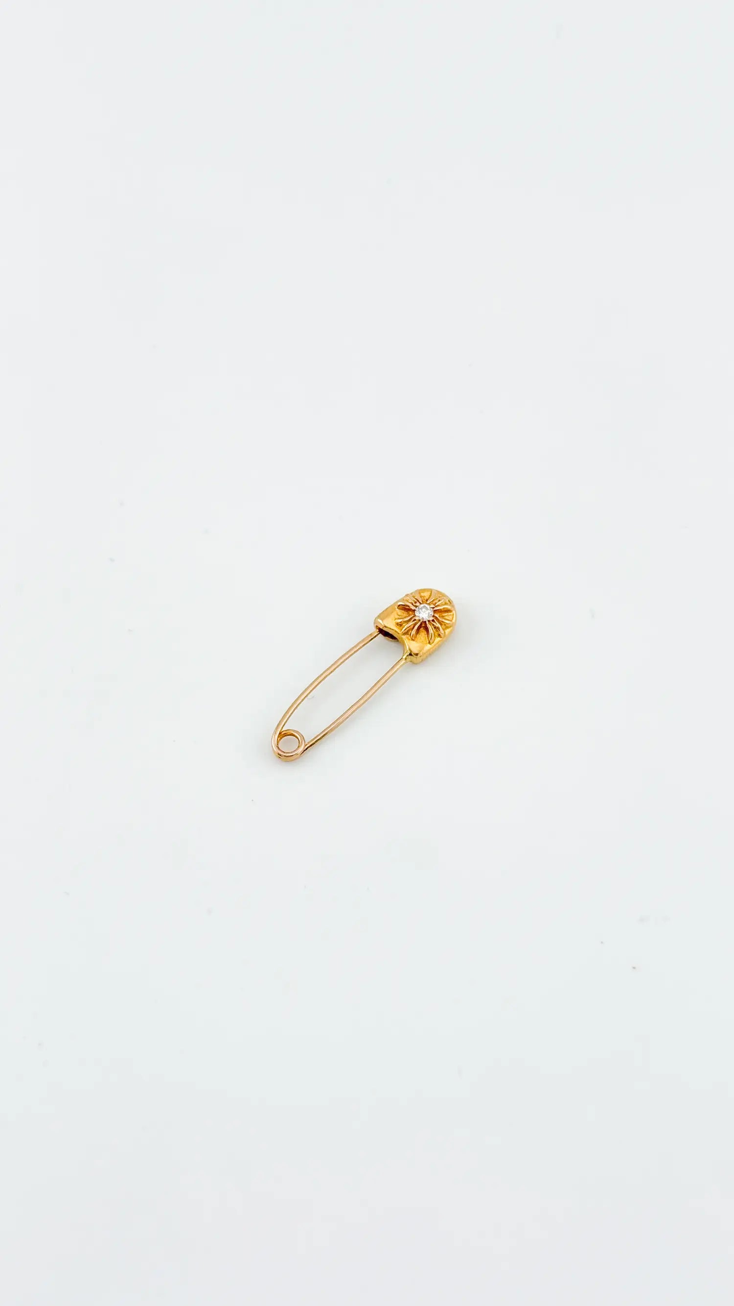 Chrome Hearts Gold and Diamond Safety Pin Brooch