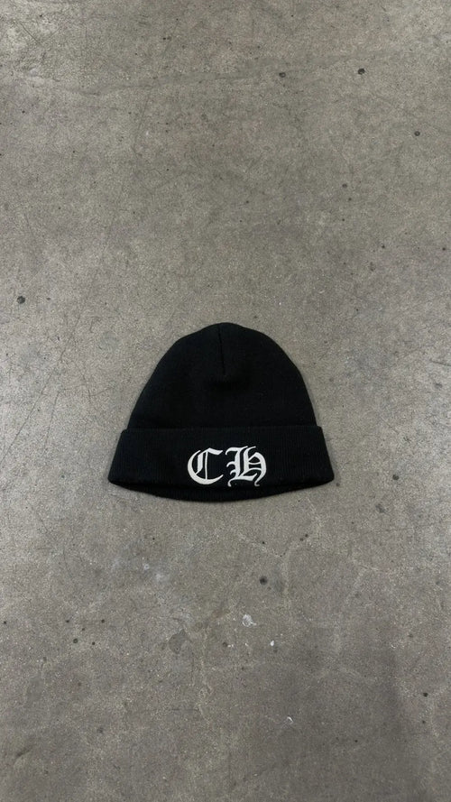 Authentic Chrome Hearts CH Beanie in Black, gently used one size fits all, showcasing its stylish design.