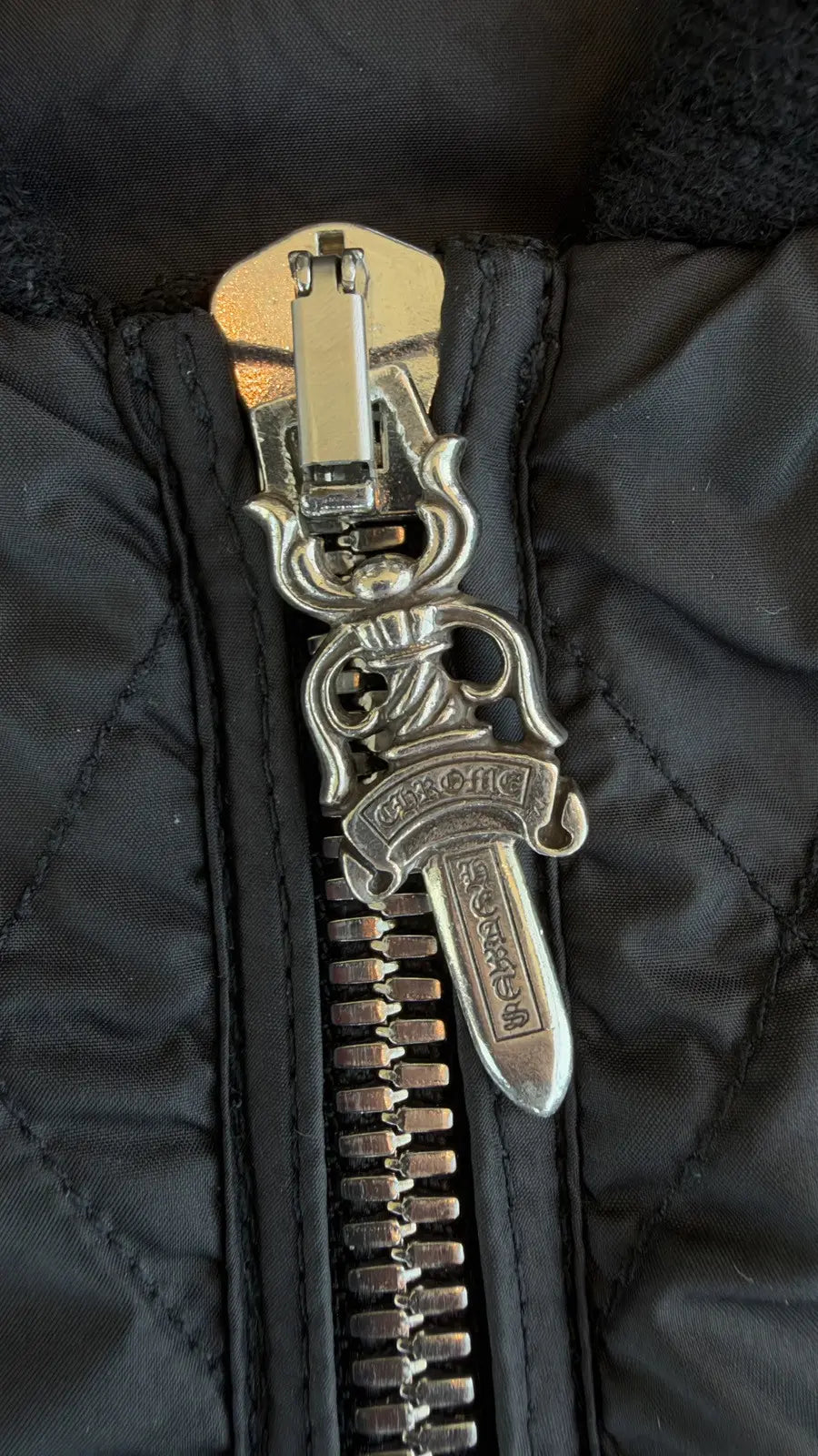 Chrome Hearts "Papa" Spinal Cross Patch Quilted Vest Size M Chrome Hearts