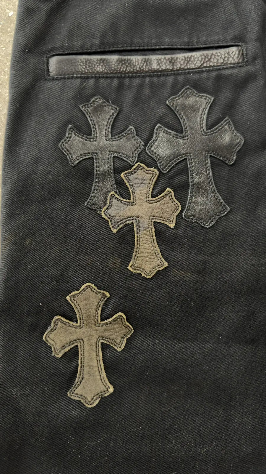 Chrome Hearts Chino Pants Black Camo Cross Patches