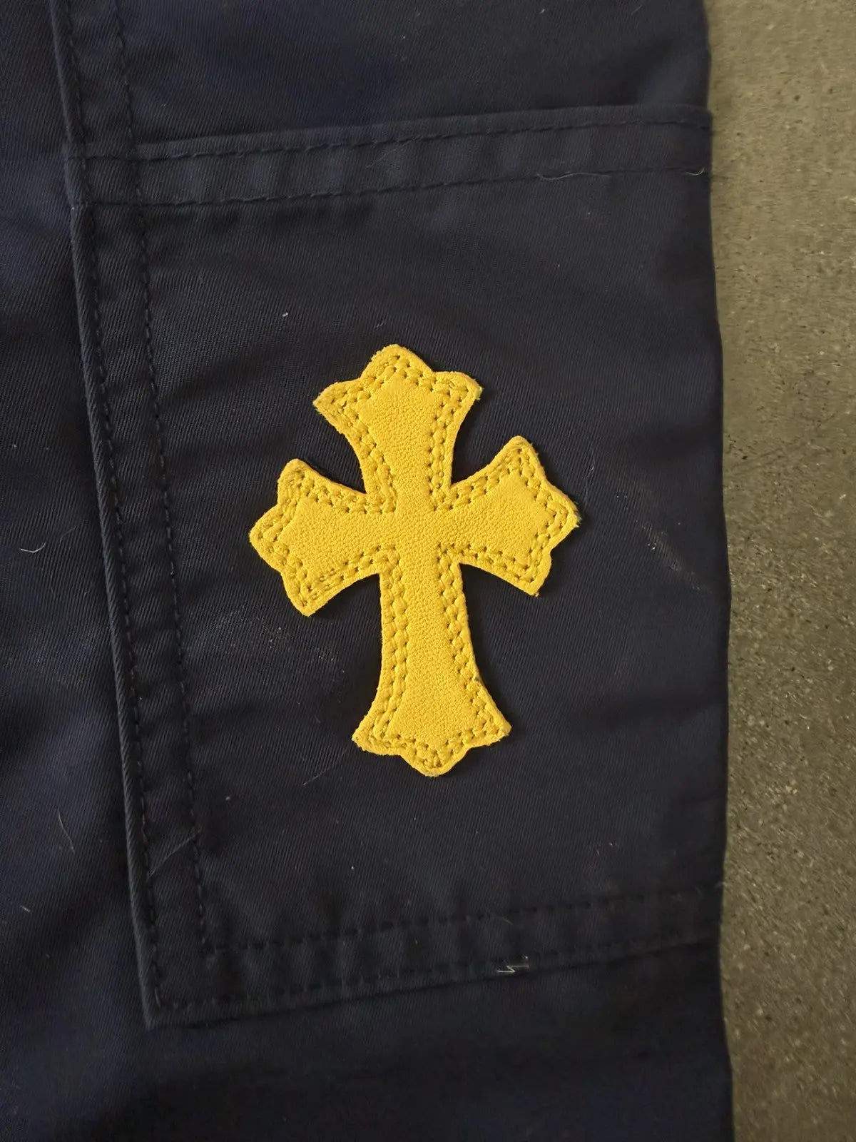 Chrome Hearts Navy Nylon & Leather Carpenter Pants