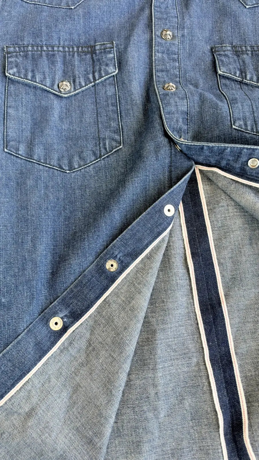 Chrome Hearts Cross Patch Western Denim Button-Up Shirt Size L Chrome Hearts
