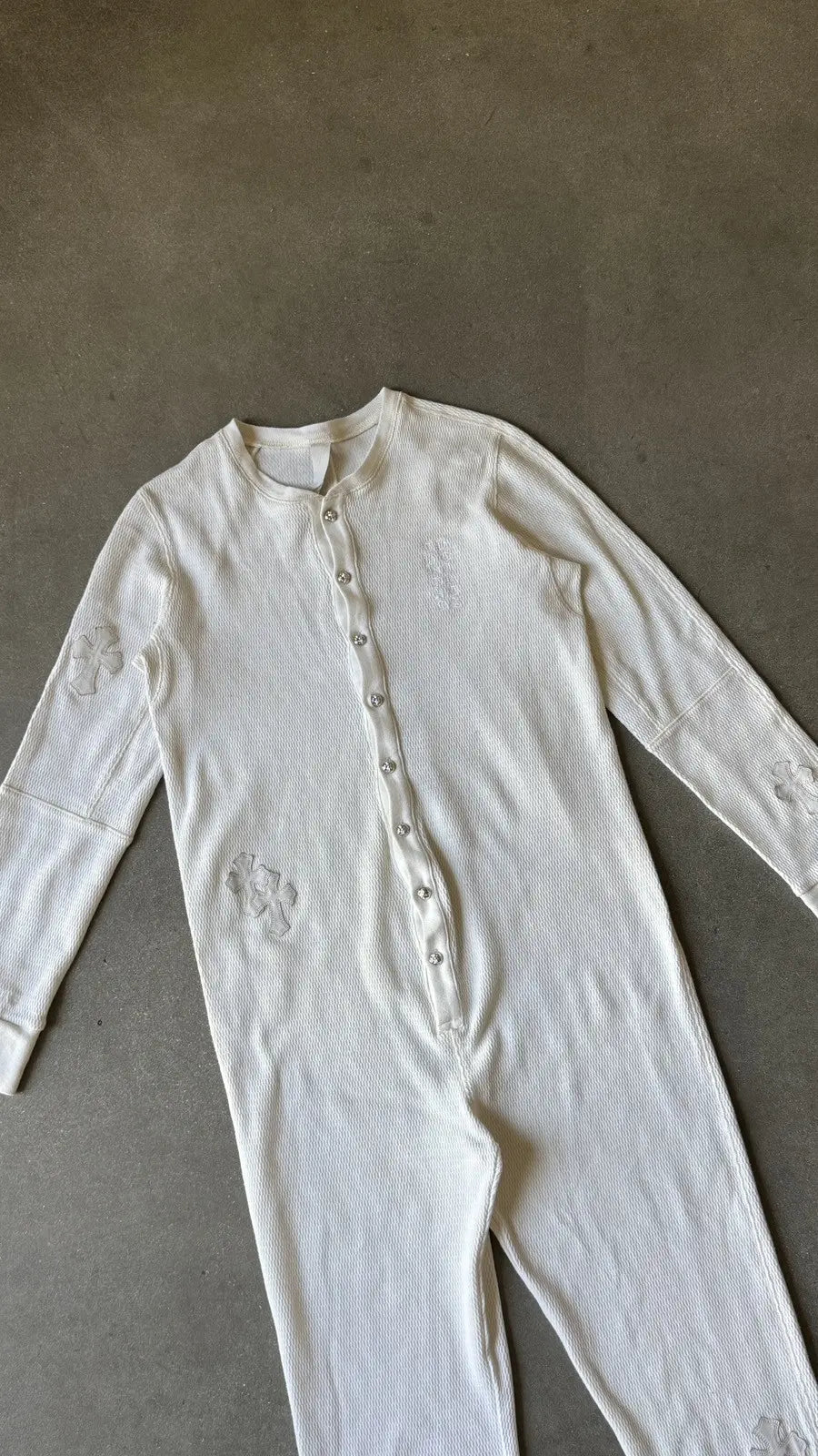Chrome Hearts Thermal Sliver Onesie Featuring Cross Patches