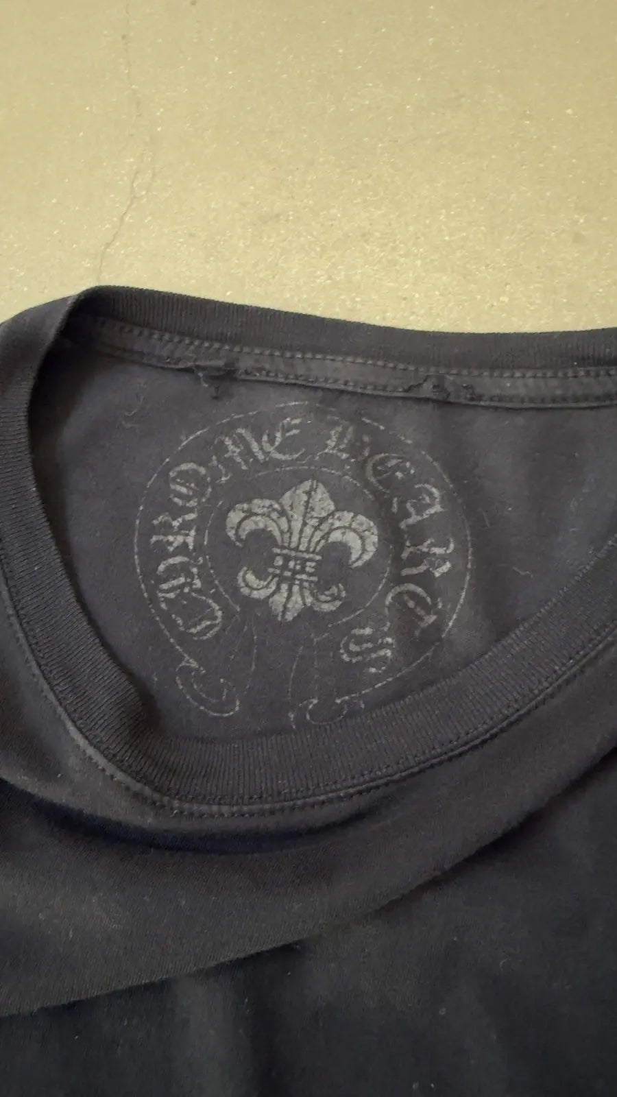 Chrome Hearts Black Leather Patch Thermal Long-Sleeve T-Shirt
