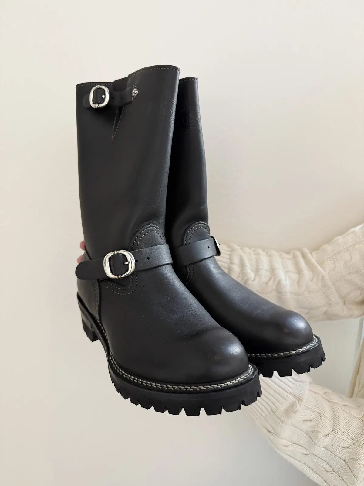 Brand New Chrome Hearts Wesco Leather Boots