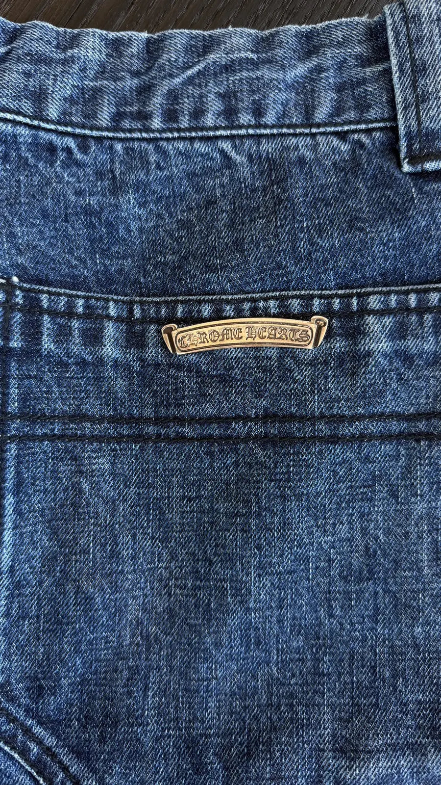 Chrome Hearts White Black Cross Patch Jean Shorts Chrome Hearts