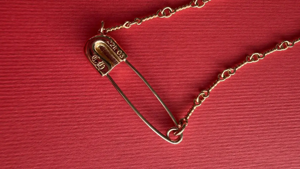 Chrome Hearts 22K Gold Diamond Safety Pin Necklace - 16 Inches Chrome Hearts