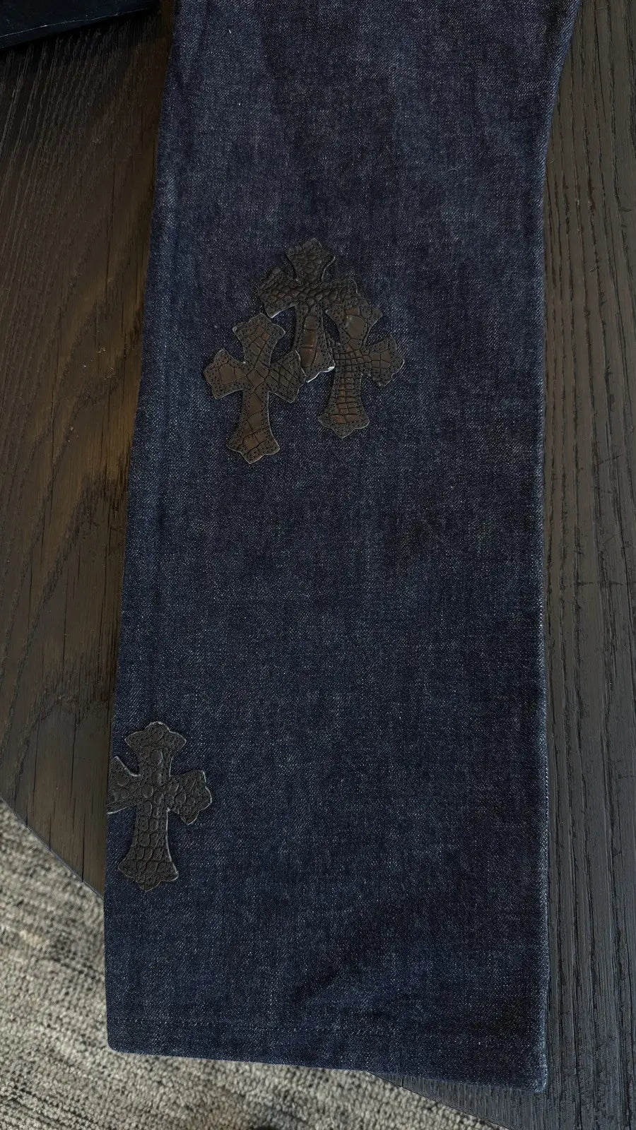 Chrome Hearts Crocodile Cross Patch Jeans Chrome Hearts