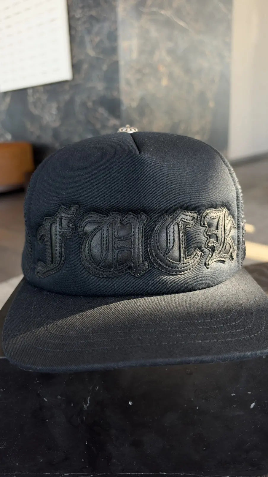Chrome Hearts "FUCK" Leather Patch Trucker Hat Chrome Hearts