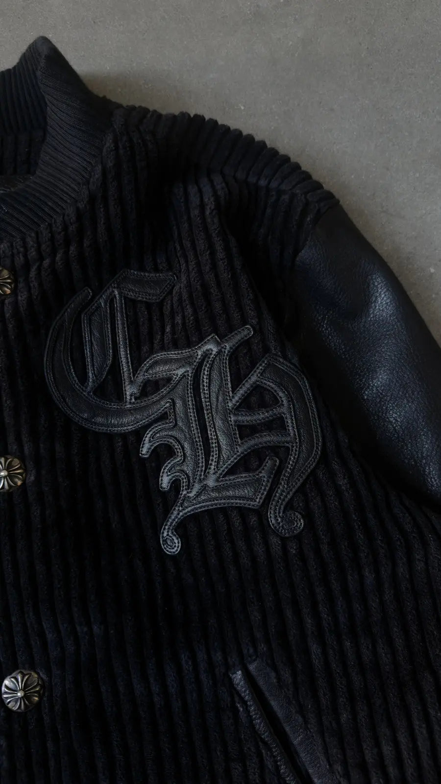 Chrome Hearts Matty Boy Lips Cross Patch Varsity Jacket