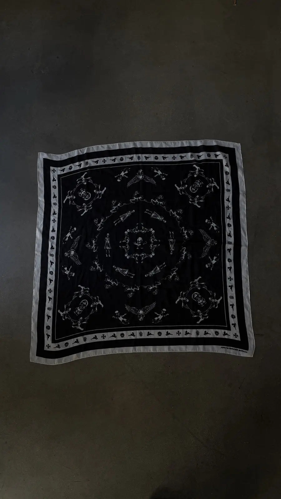 Chrome Hearts Foti Motif Black Silk Scarf