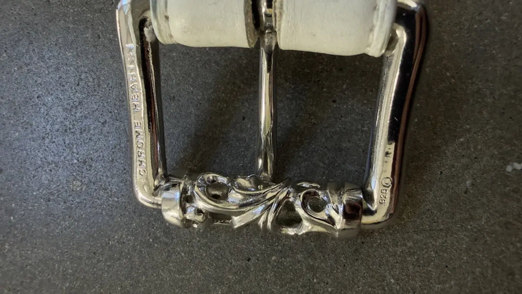 Chrome Hearts White Leather Roller Belt