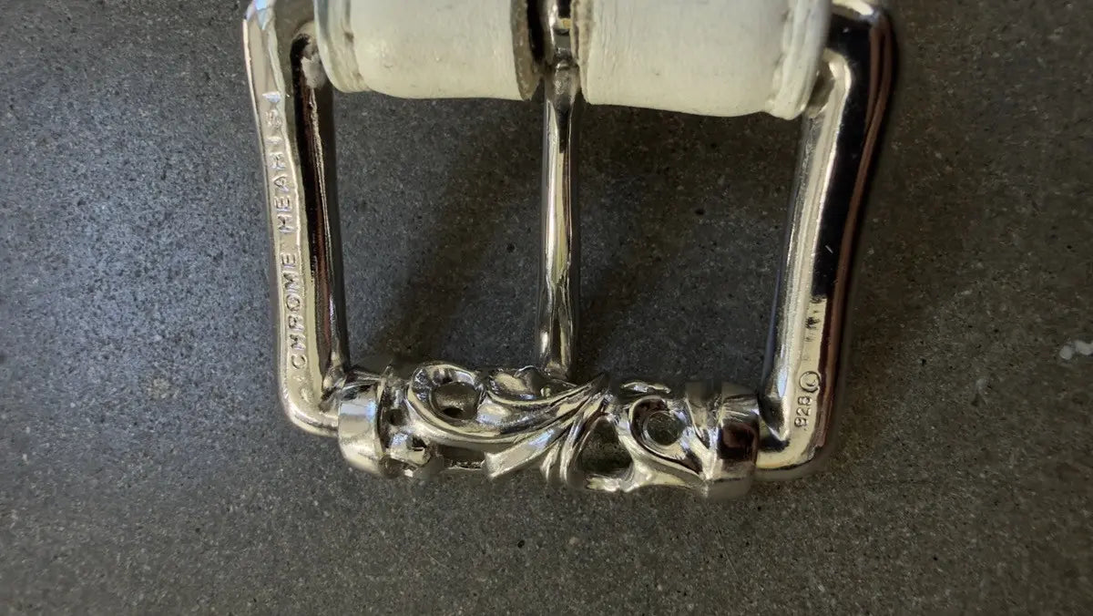 Chrome Hearts White Leather Roller Belt