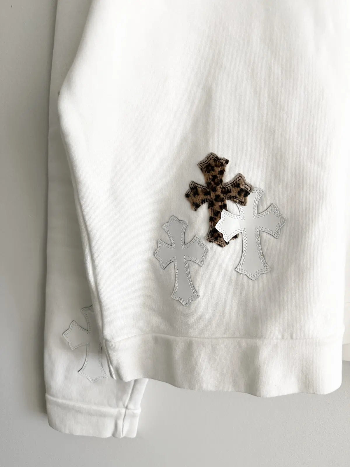 Chrome Hearts Leopard Patent Leather Patch Sweatshirt