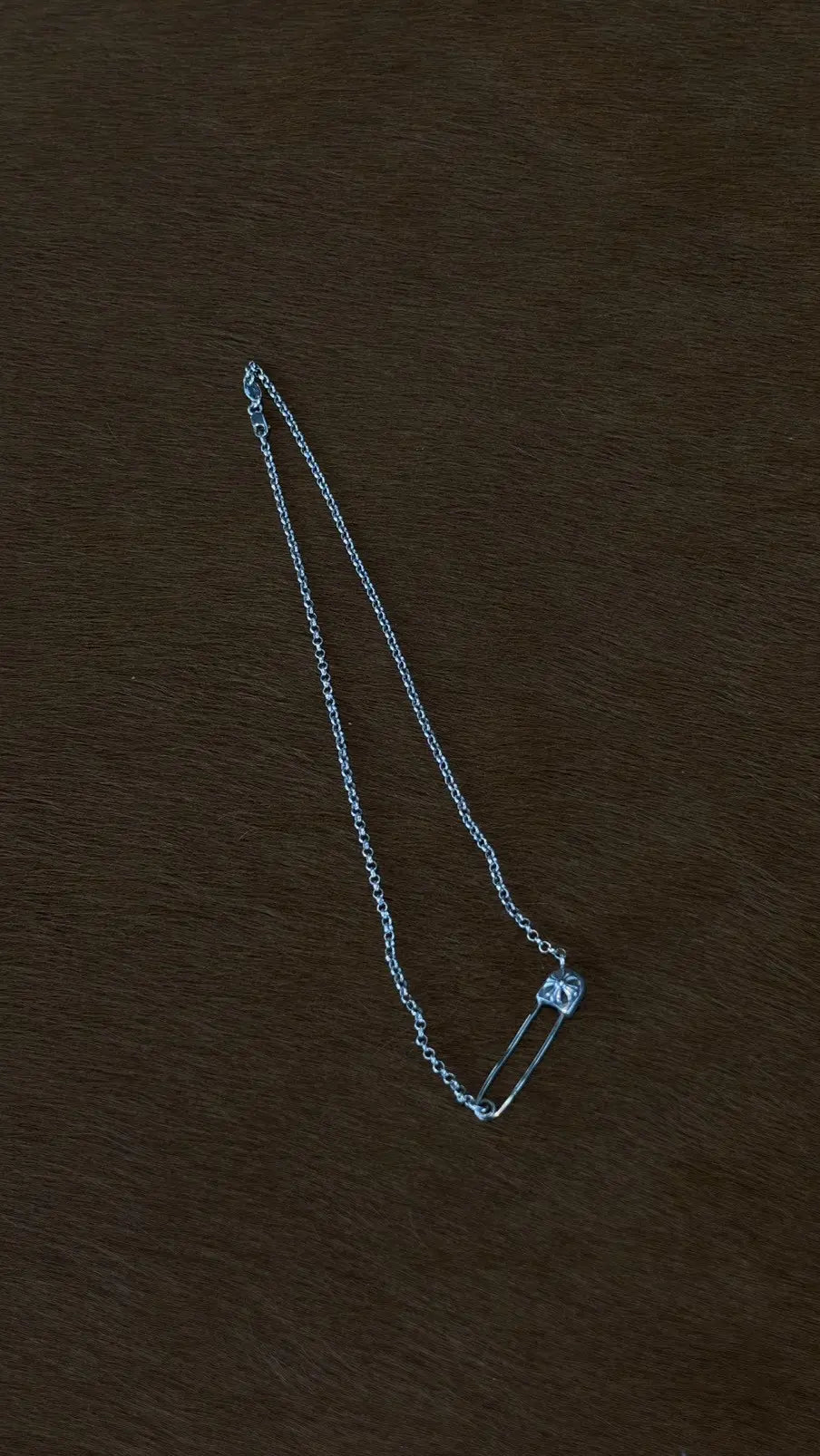 Chrome Hearts Floral Cross Safety Pin Necklace - 16 Inches Chrome Hearts