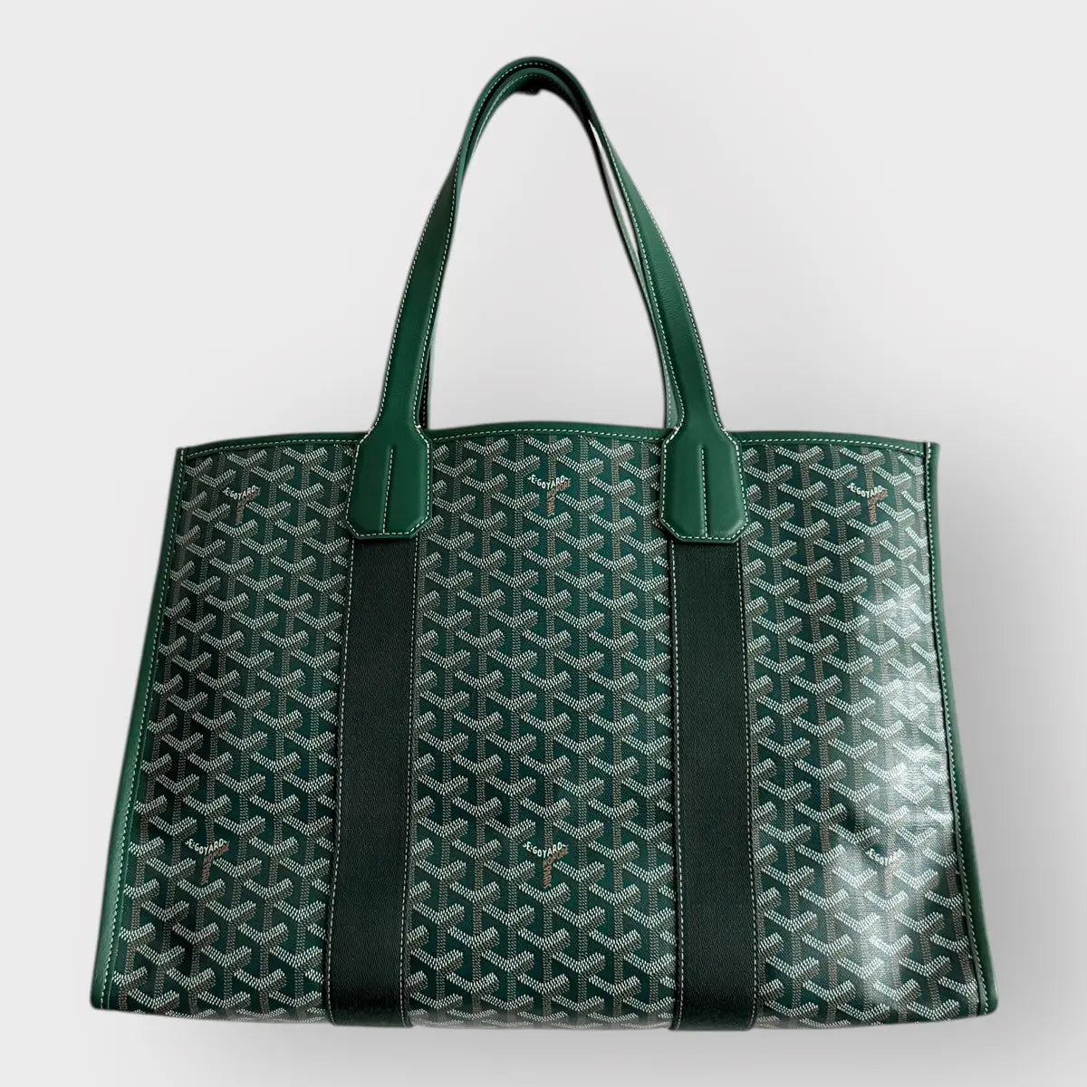 Goyard French Bulldog Green Villette Tote Bag