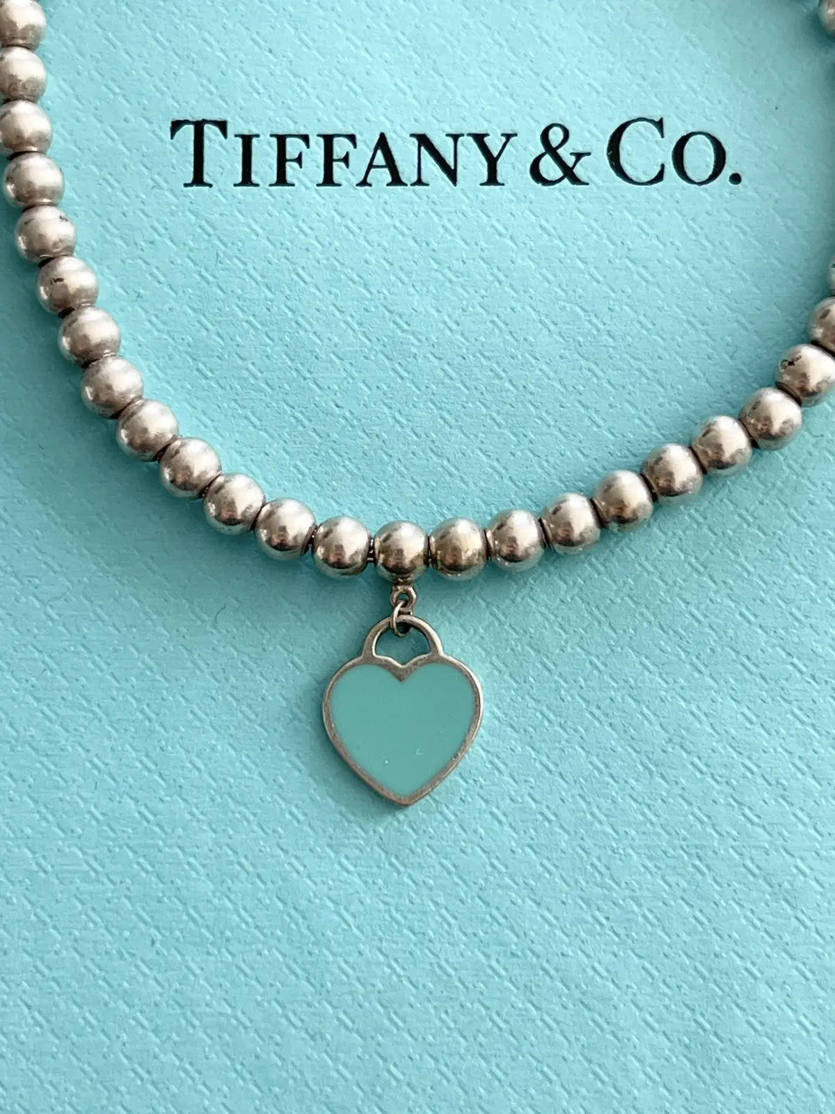 Tiffany & Co. Heart Tag Ball Chain Bangle Bracelet