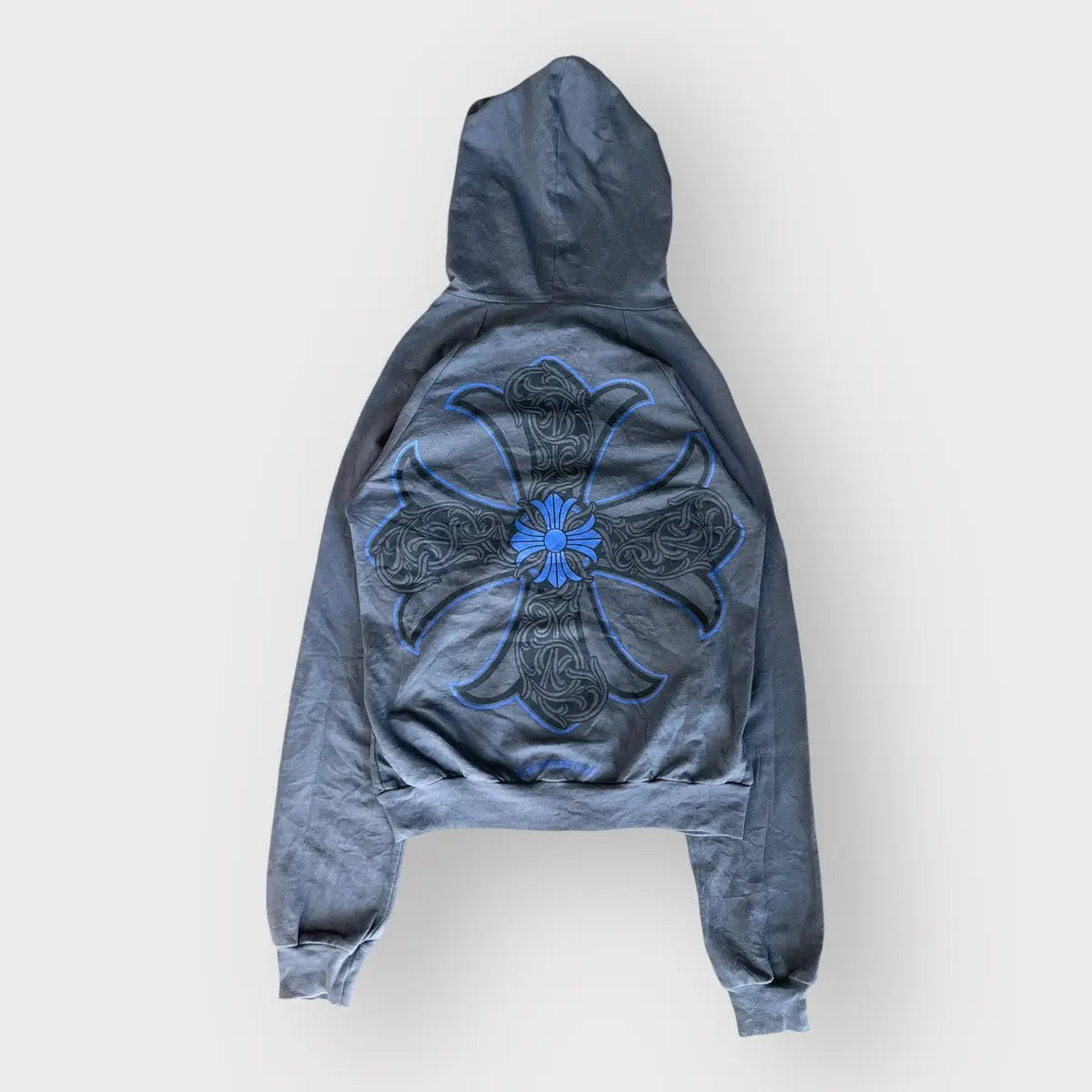 2000s Chrome Hearts Jumbo Blue Cross Zip Hoodie